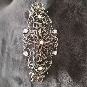 Gray Metallic Rhinestone Hair Clip